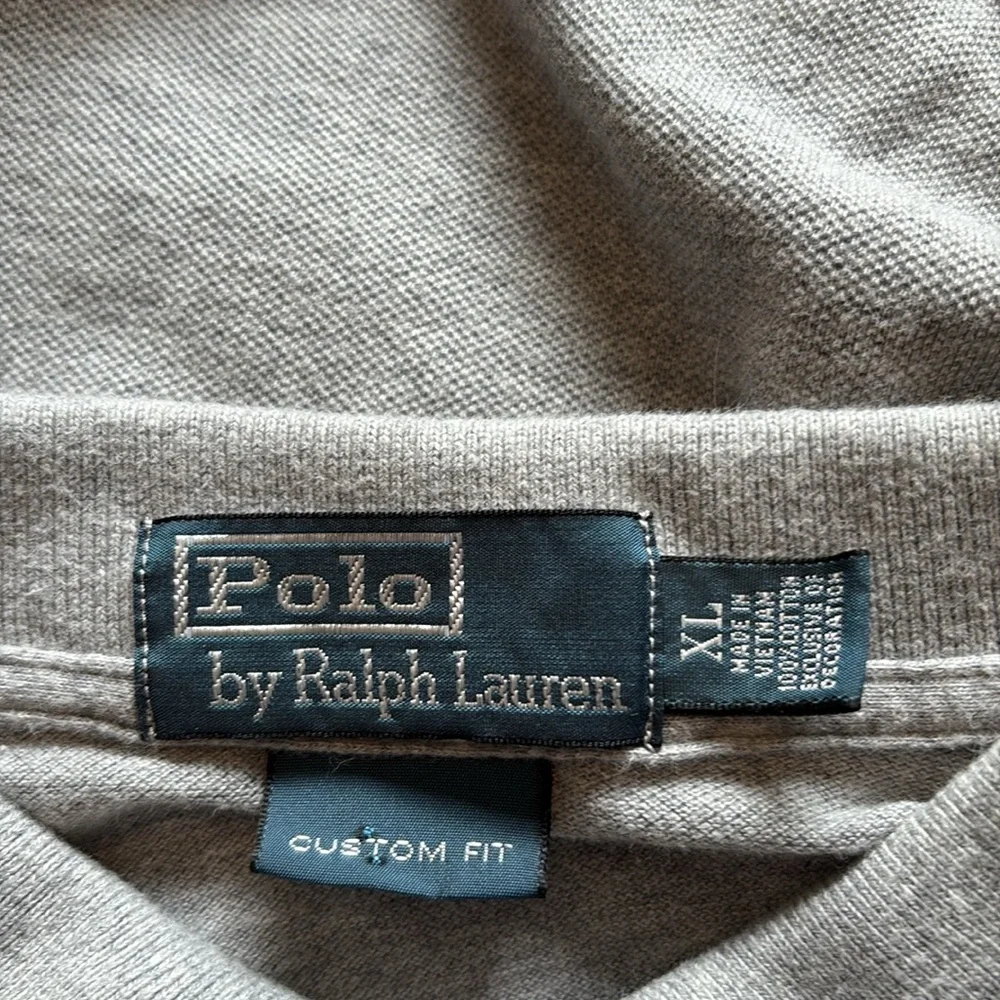 Polo Ralph Lauren VINTAGE Custom Fit XL Gray Long Sleeve Polo Shirt